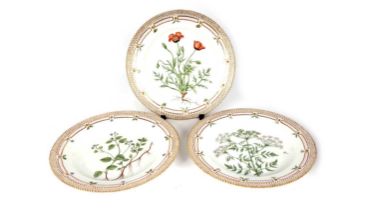 Three Royal Copenhagen Botanical plates