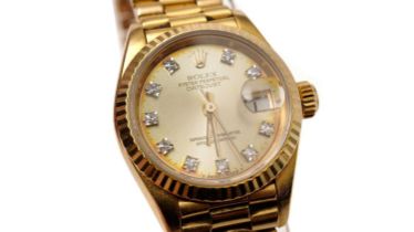 Rolex Oyster Perpetual Datejust: a lady's 18ct yellow gold cased automatic wristwatch