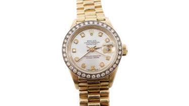 Rolex Oyster Perpetual Datejust: an 18ct yellow gold cased lady's automatic wristwatch