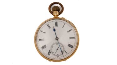 An 18ct yellow gold cased Swiss open faced pocket watch