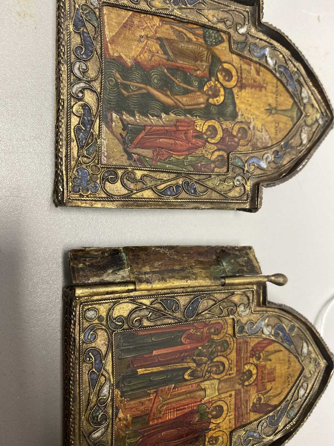 A champleve enamel diptych Christian icon - Image 8 of 9