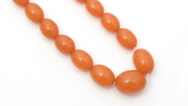 An amber bead necklace