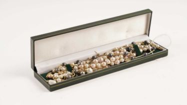 A selection of cultured pearl necklaces, bracelets and earrings