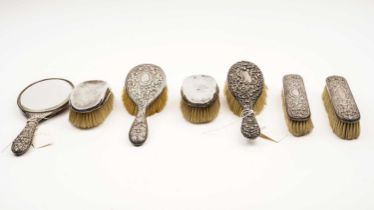 A selection of silver mounted dressing table items