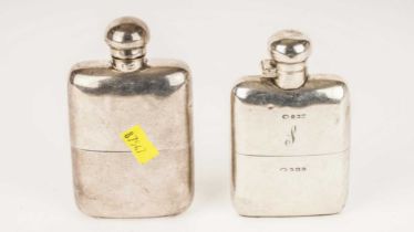 Two silver hip flasks