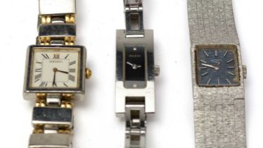 Three steel cased ladies cocktail watches, by Gucci and other makers