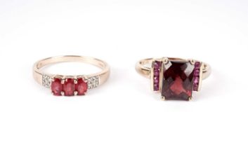 Two red stone dress rings