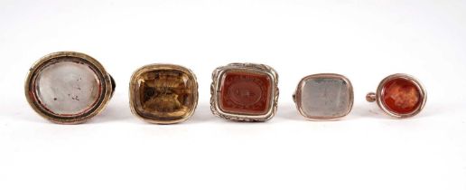 A collection of 19th Century intaglio fob seals