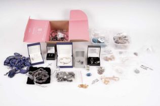 A selection of stone jewellery, silver set jewellery and other items
