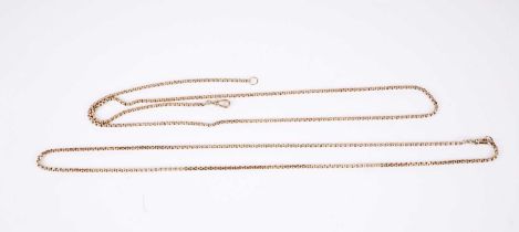 A pair of matching yellow gold chains