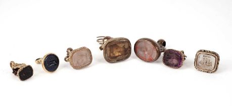 A collection of 19th Century intaglio seals and fobs