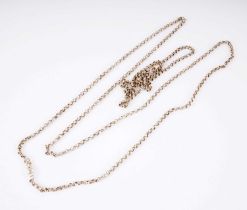 A yellow gold muff chain and triple strand bracelet