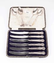 A set of six tea knives and four antique silver teaspoons