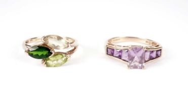Two coloured stone dress rings