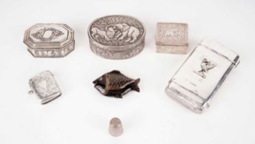 A selection of silver and other boxes