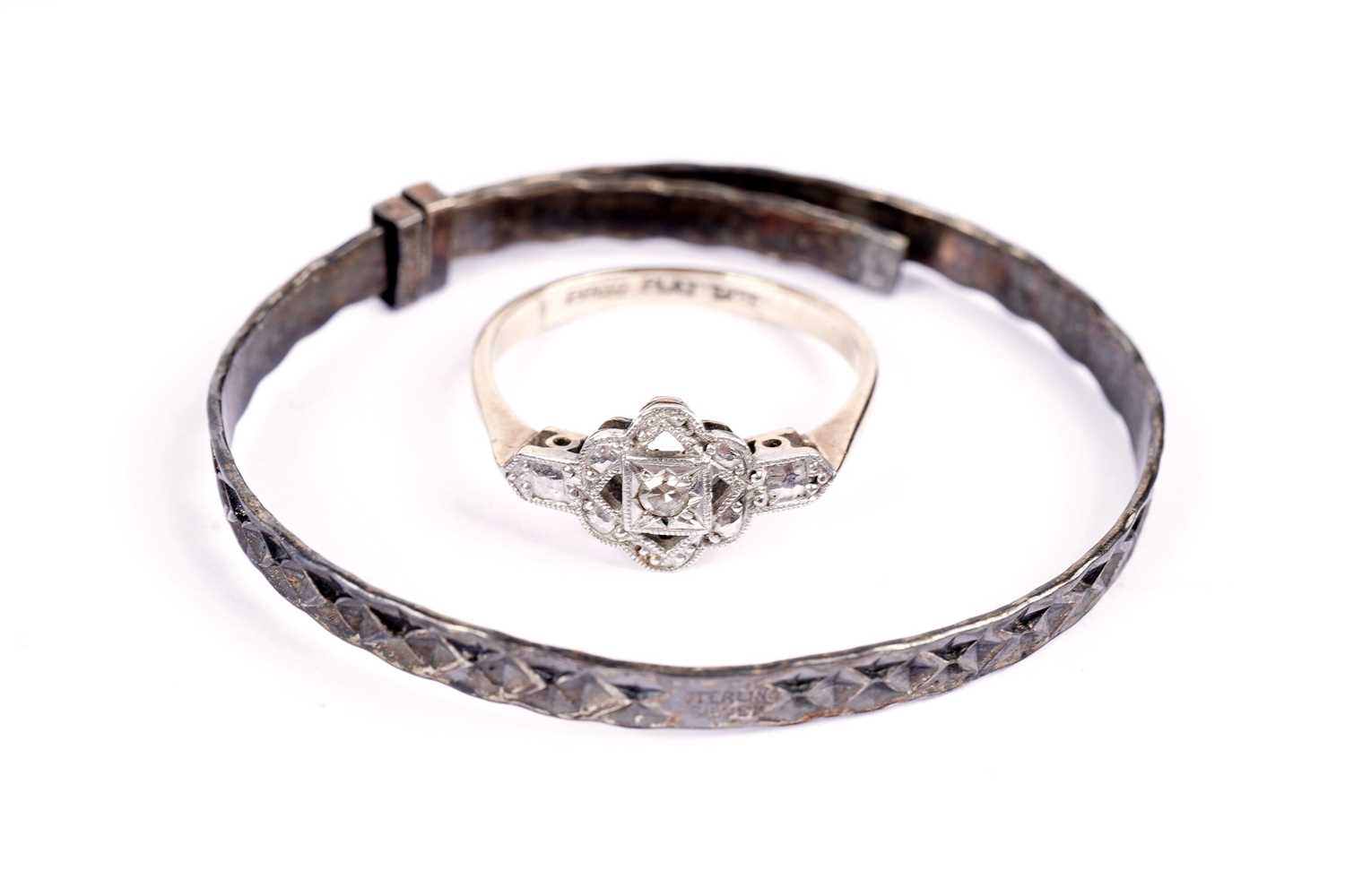 A diamond ring; and childs bangle