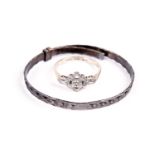 A diamond ring; and childs bangle