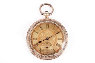 A yellow gold cased open face pocket watch