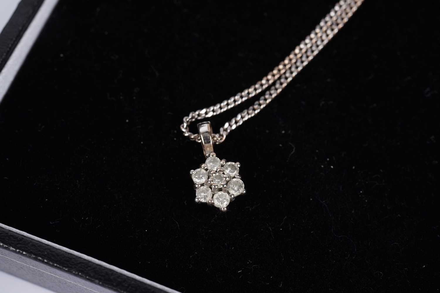 A diamond flower cluster pendant; and other jewellery - Image 7 of 7