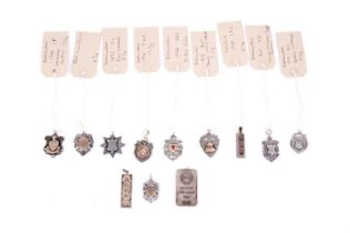 A collection of silver fob medals