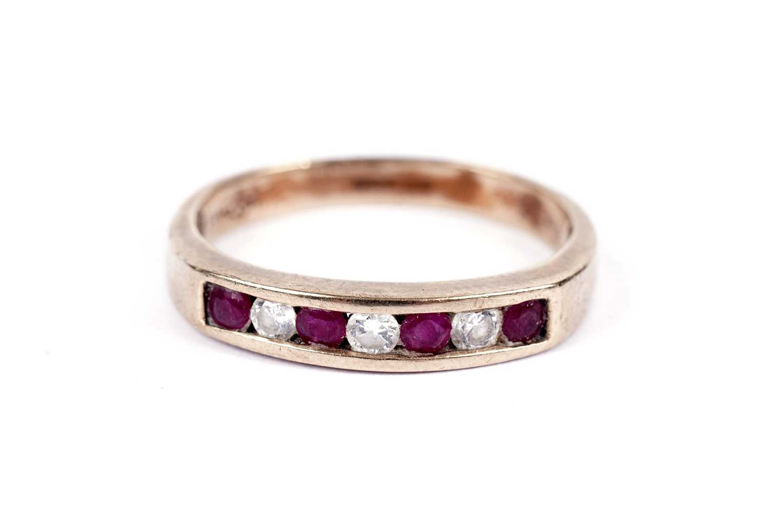A ruby and diamond half hoop eternity ring - Image 2 of 3
