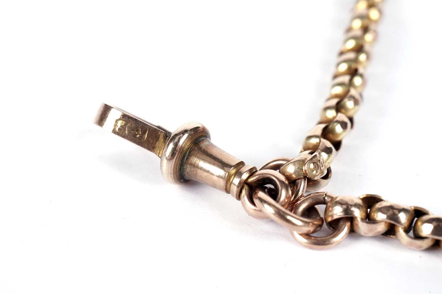 A 9ct gold belcher link Albert watch chain - Image 5 of 5