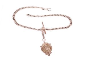 A 9ct rose gold Albert watch chain