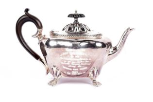 A George V silver teapot with WWI-era presentation inscription