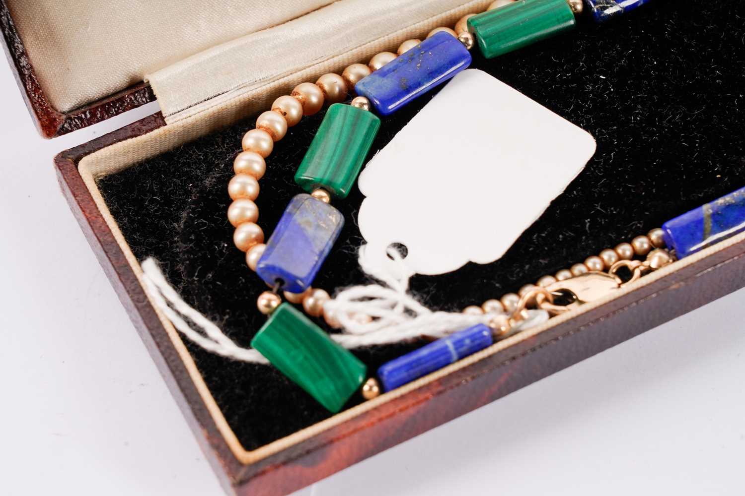 A lapis lazuli and malachite necklace; and another - Image 2 of 7