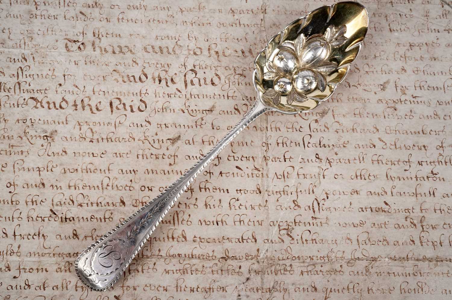 A pair of silver spoons and a silver table fork - Image 4 of 5