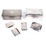 Two silver cigarette boxes and other items