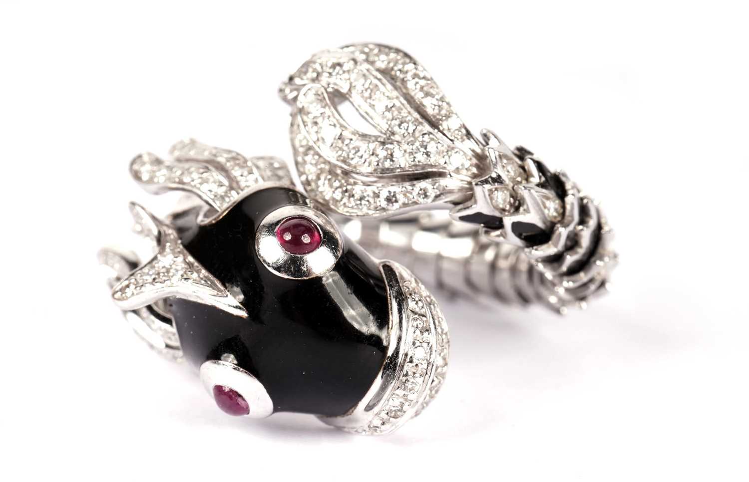 Roberto Coin: a black enamel, ruby and diamond set ring - Image 4 of 7