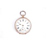 A rose gold open face pocket watch