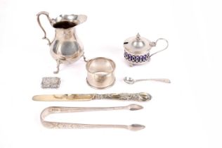 A selection of silver condiments and other items