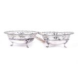 A pair of George V silver bob bon dishes