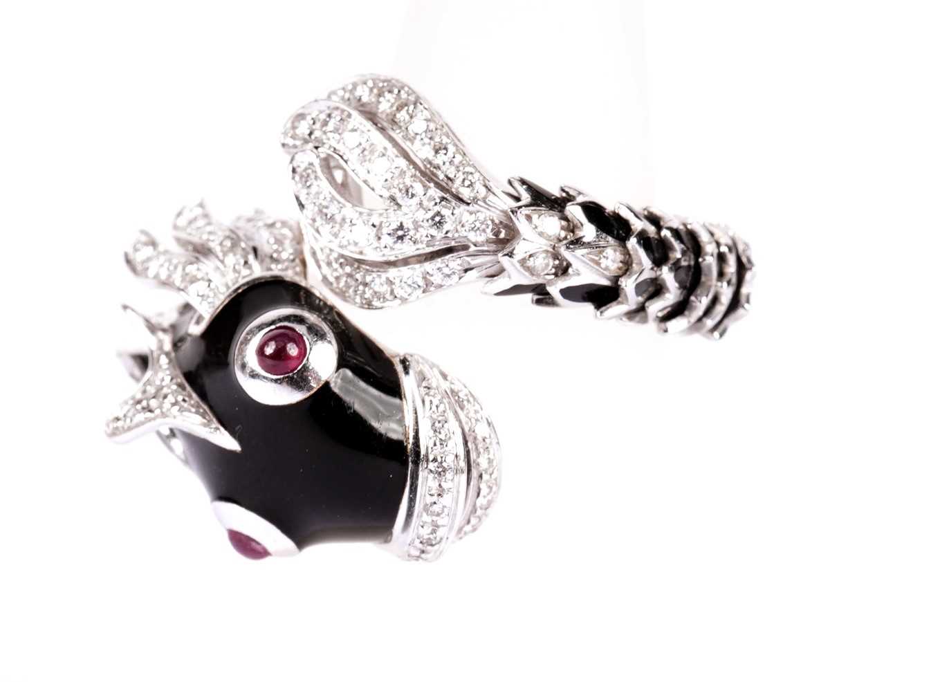 Roberto Coin: a black enamel, ruby and diamond set ring - Image 7 of 7