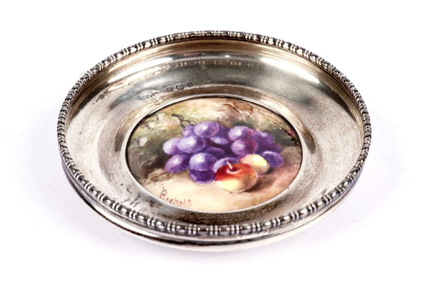 A silver mounted Royal Worcester pin dish - Image 2 of 5