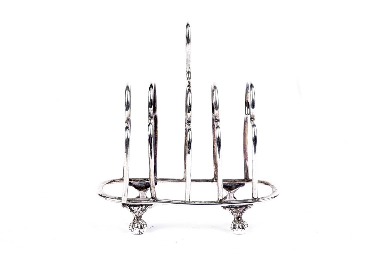 A George V silver five bar toast rack - Image 2 of 4