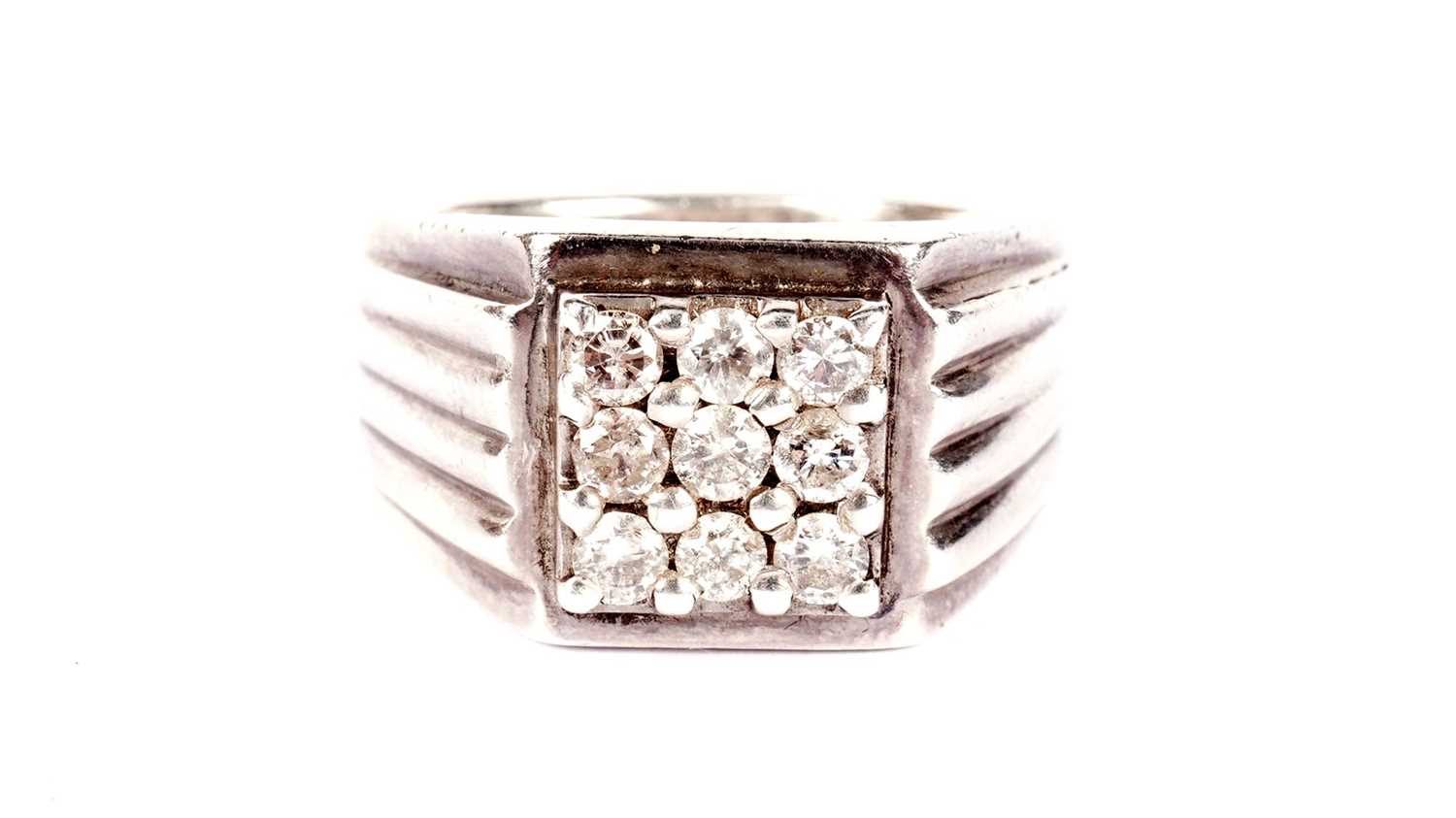 A nine-stone diamond ring