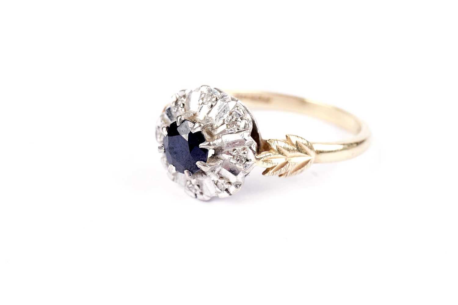A diamond and sapphire cluster ring; and another cluster ring - Image 2 of 6