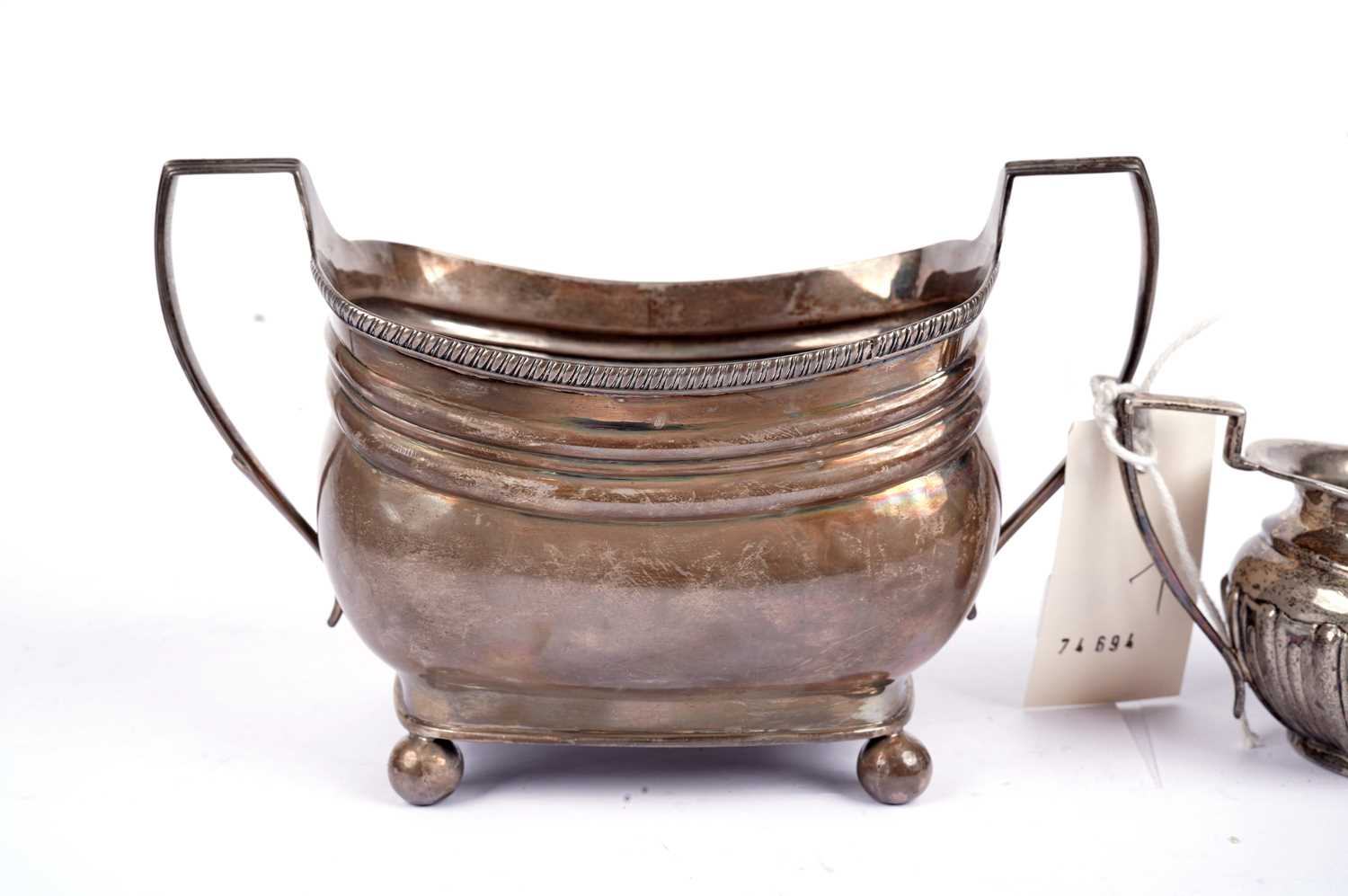 A George III silver two handled sugar bowl; and another smaller - Image 4 of 4