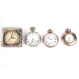 Four open face pocket watches