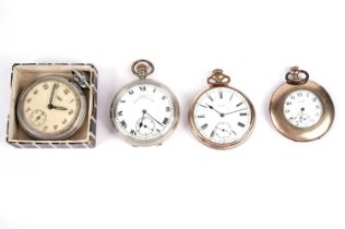 Four open face pocket watches