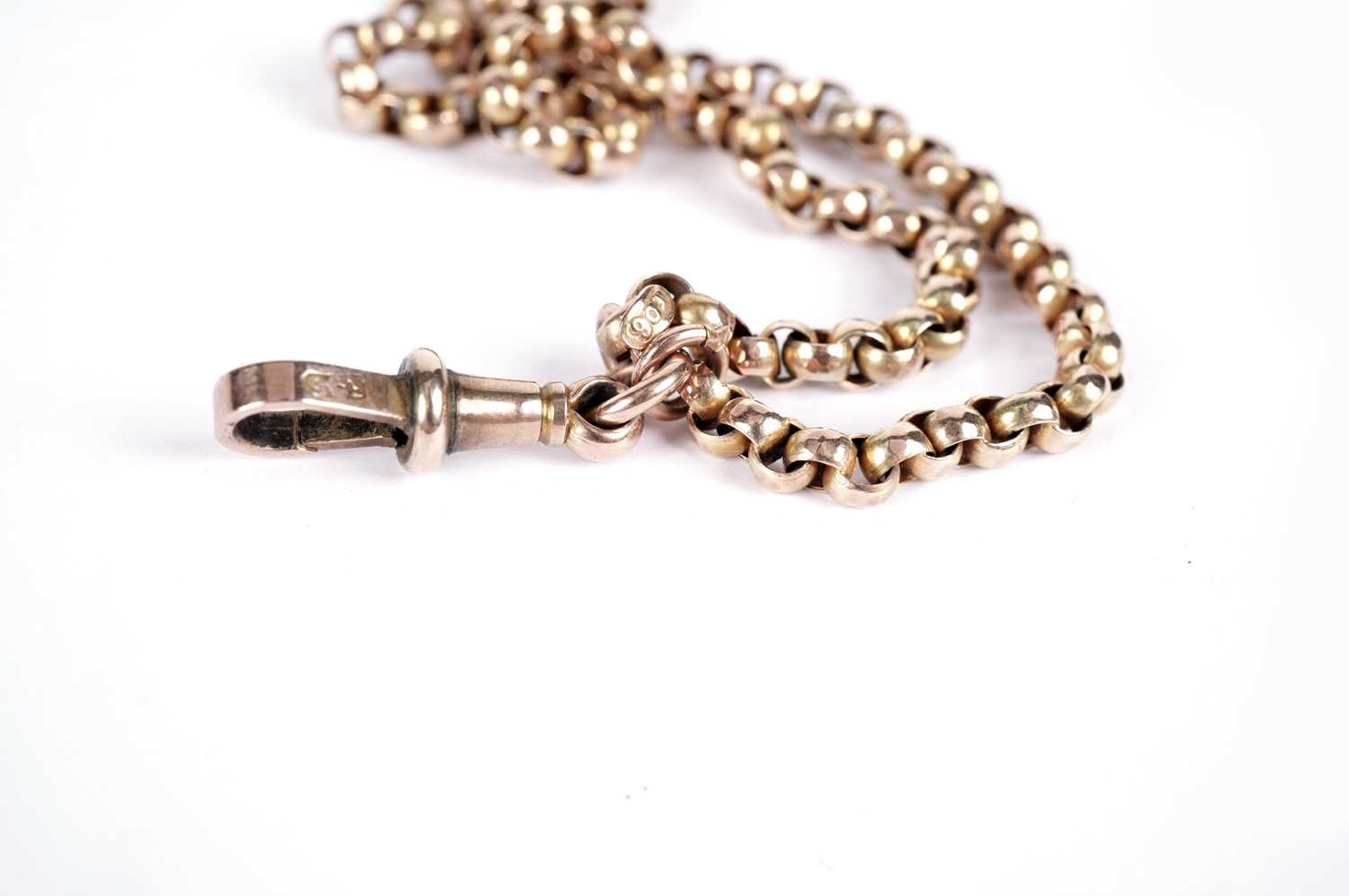 A 9ct gold belcher link Albert watch chain - Image 2 of 5