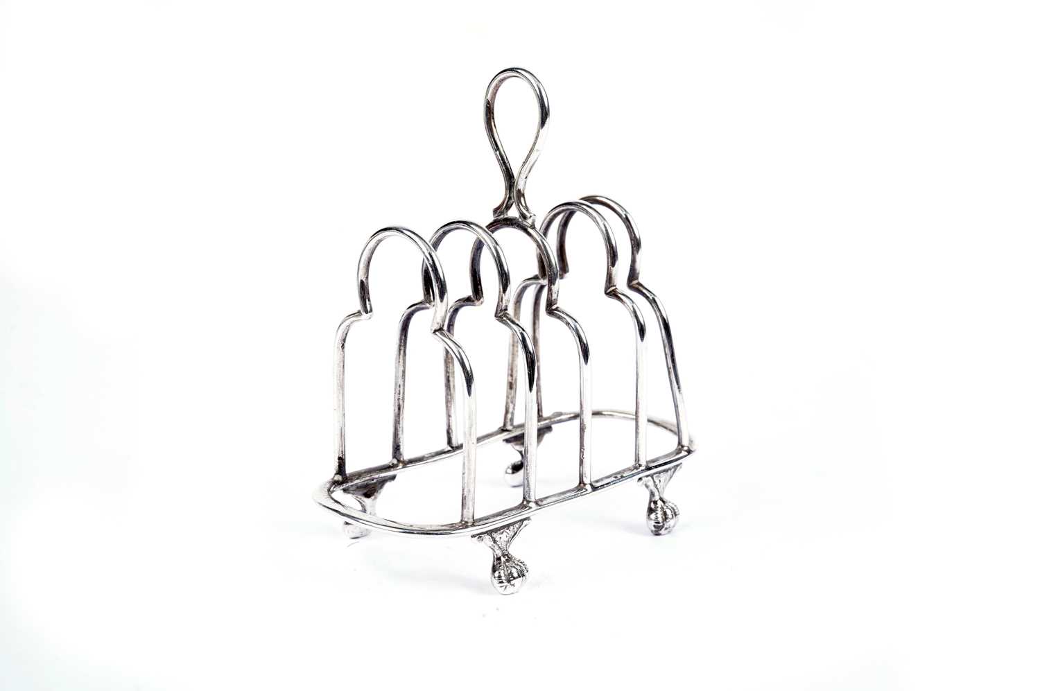 A George V silver five bar toast rack - Image 3 of 4