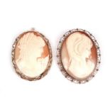 Two large carved cameo brooches