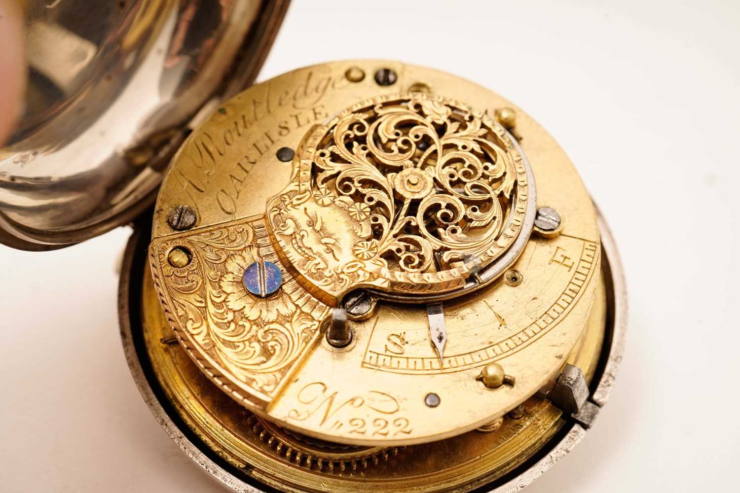 Adam Routledge, Carlisle: a silver pair cased pocket watch - Bild 6 aus 8