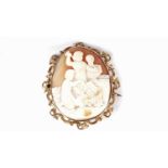 A Victorian carved shell cameo brooch