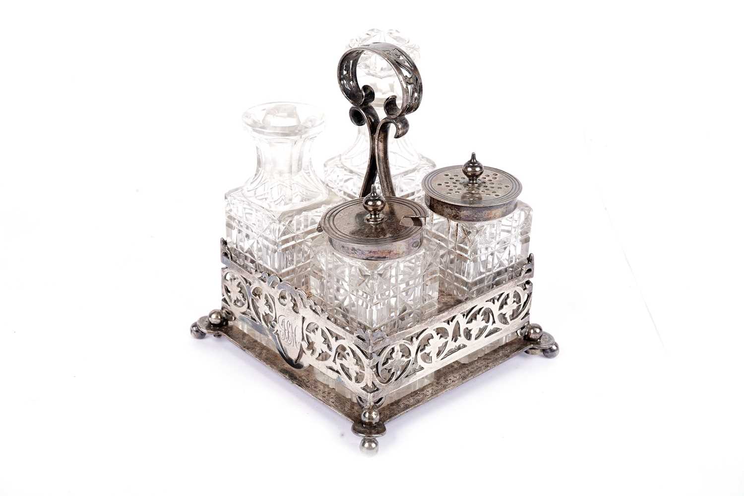 Victorian and later silver, including a cruet set and Balmoral caddy spoon - Image 2 of 5