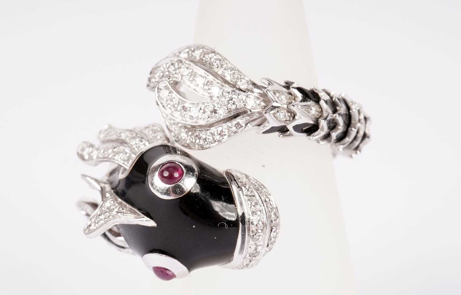 Roberto Coin: a black enamel, ruby and diamond set ring - Image 3 of 7